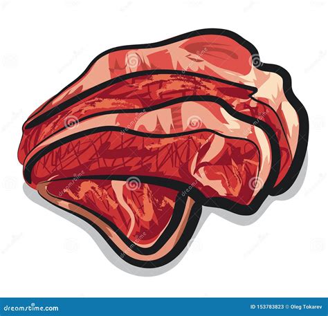 Sliced raw meat stock vector. Illustration of dinner - 153783823