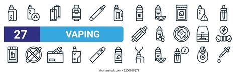 Vaping Outline Icon Set Includes Thin Stock Vector (Royalty Free ...