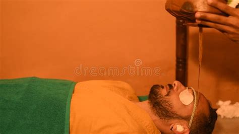 Man Having Ayurveda Healing Therapy for Head Relaxation Massage Stock ...