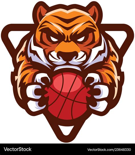 Tiger basketball mascot Royalty Free Vector Image