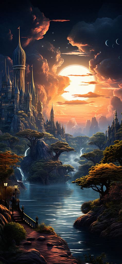 Sun & Elven Castle Landscape Wallpapers - Fantasy Wallpaper 4k