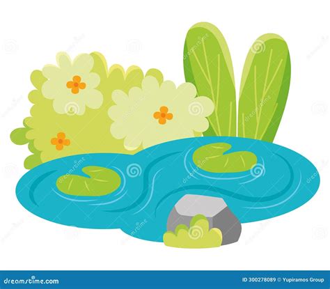 Wetland with Plants and Flowers Stock Vector - Illustration of design ...