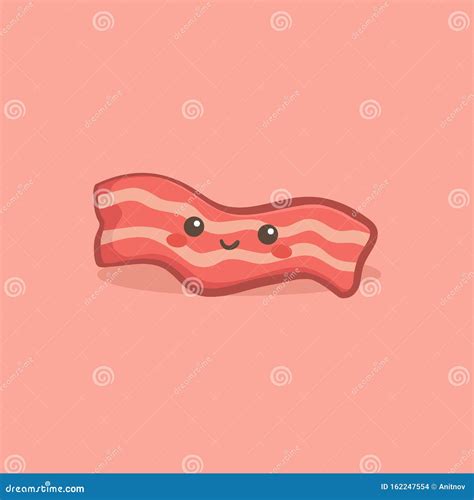 Cute Fried Beef Bacon Breakfast Food Vector Cartoon | CartoonDealer.com ...