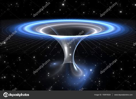 Wormhole or blackhole, funnel-shaped tunnel that can connect one ...