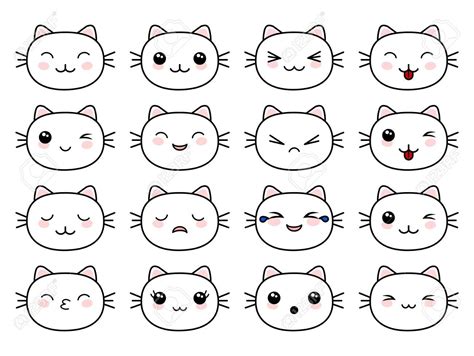 Cute cats faces Kawaii style vector Stock Vector - 128741167 | Cute cat ...