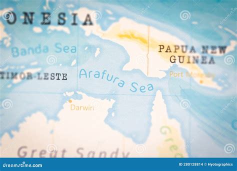 The Realistic Map of Arafura Sea. Stock Photo - Image of realistic ...