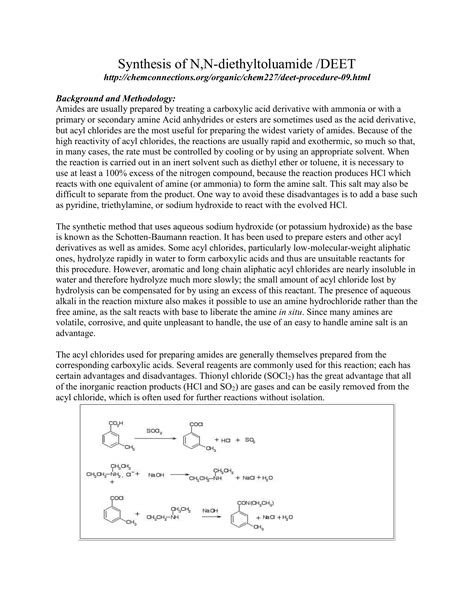 Synthesis of N,N-diethyltoluamide /DEET