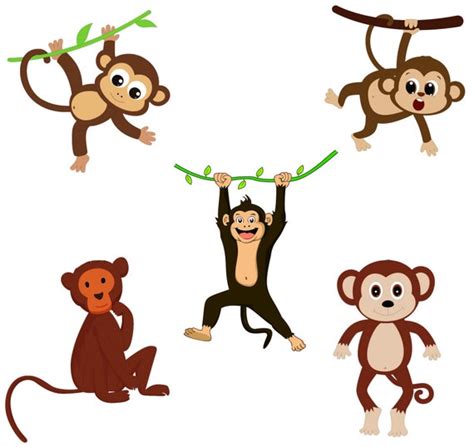 Monkeys Clipart Set Cute Kids Monkey SVG Baby Jungle Animals - Etsy India