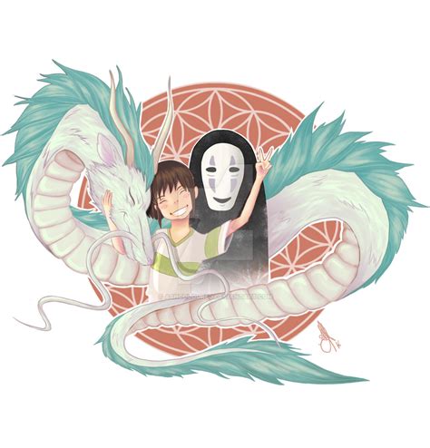 Spirited Away - Haku, Chihiro and No-Face by Ashcoloured on DeviantArt