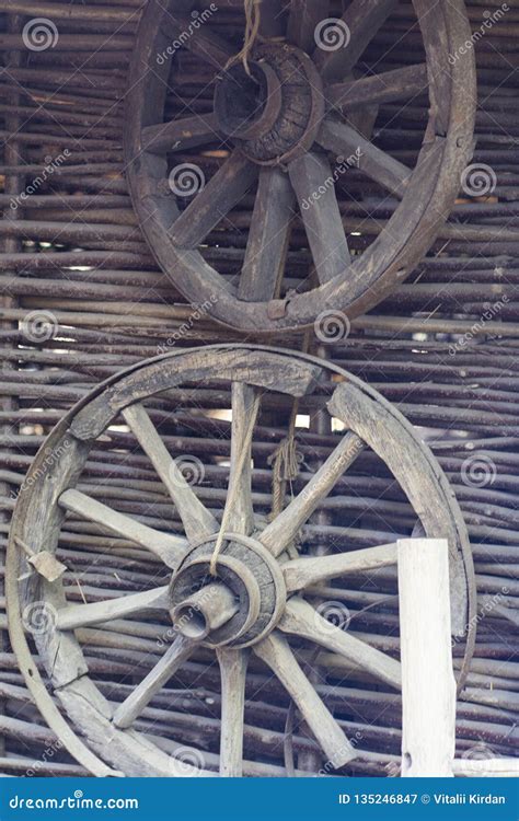 Vintage Wooden Wagon Wheels Stock Image - Image of ancient, craft ...