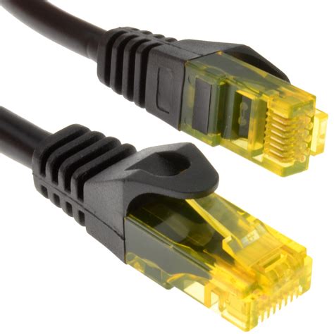 PRO Network CAT6 COPPER Cable GigaBit Ethernet RJ45 Black [Yellow Ends ...