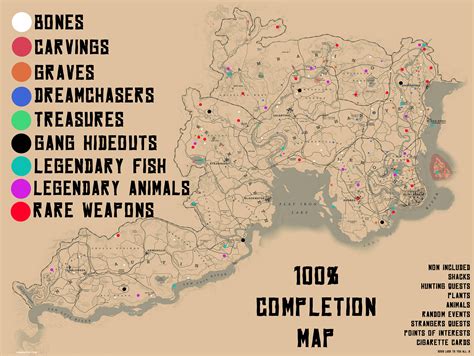 Red Dead Redemption 2 100% Completion Map