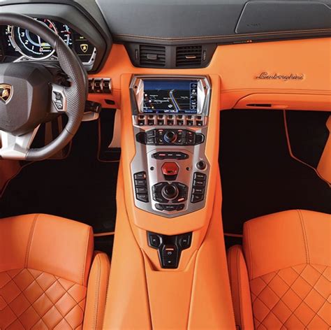 An Orange leather interior from a Lamborghini Aventador painted in ...