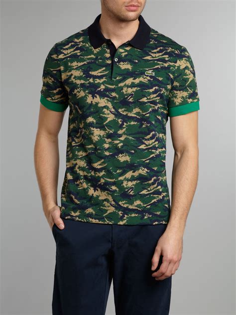 Lacoste Live Slim Fitted Camo Printed Polo Shirt in Blue for Men | Lyst