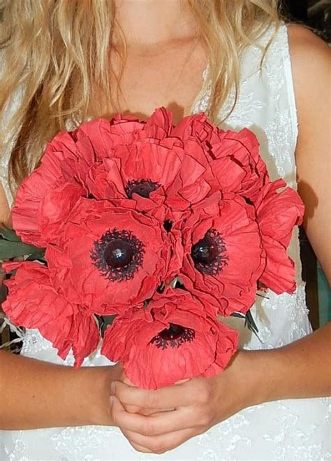 Paper Poppy Wedding Bouquet - Red Poppies - Wedding Poppies - Paper ...