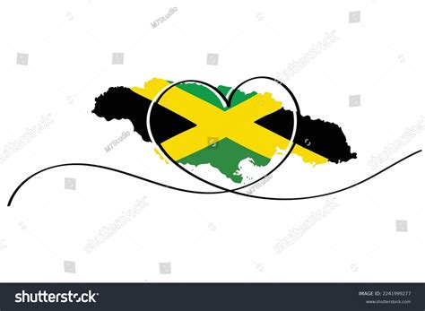 Line Art Heart Symbol Jamaican Flag Stock Vector (Royalty Free ...