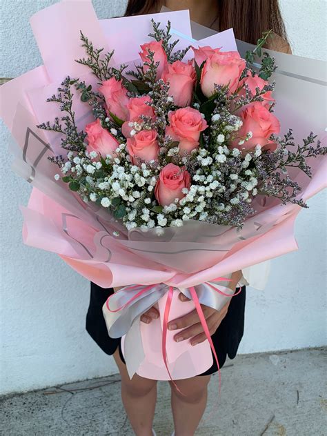 12 Fresh Pink Roses Bouquet | I DO Flowers & Gifts