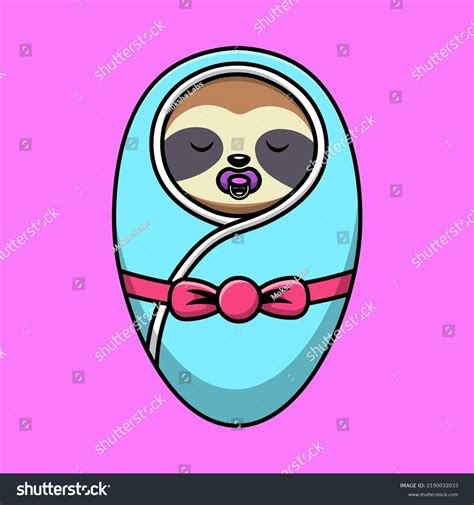 Cute Baby Sloth Sleeping Blanket Cartoon Stock Vector (Royalty Free ...