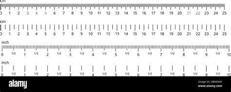 Inch and metric rulers. Centimeters and inches measuring scale ...