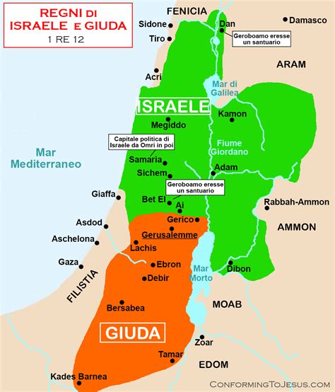 Mappa del Regno Diviso di Israele e Giuda