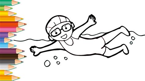 Drawing and Coloring for Kid | a Boy Swimming | Lovely Kids - YouTube