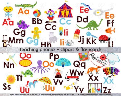 Teaching Phonics Clipart & Digital Flashcards: by poppydreamz