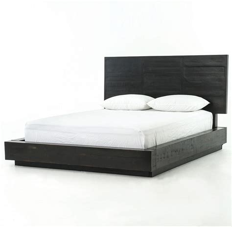 Modern Black Wood Queen Size Platform Bed Frame | Zin Home