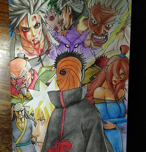 Sasuke VS the five Kages, watercolors no reference, by me/ff.mychael ...