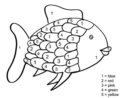 Rainbow Fish Color by Number Coloring Page - Free Printable Coloring Pages