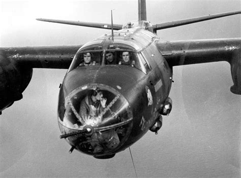 [Photo] Head-on view of a B-26C Marauder bomber in flight, date unknown ...