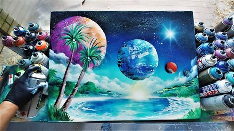 SPACE OASIS - SPRAY PAINT ART By Skech - YouTube