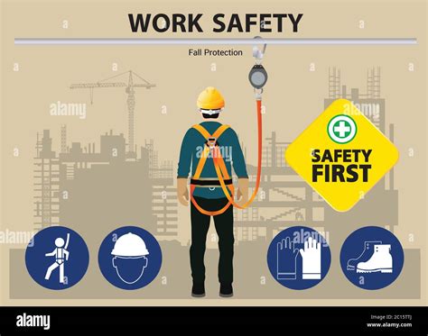 Fall Protection Construction Worker Safety First Vector Design – NBKomputer