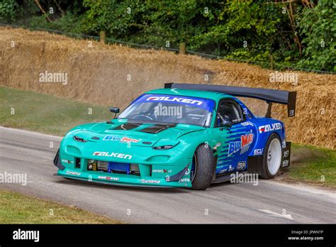 1999 Mazda RX-7 drift car with driver James Deane at the 2017 Stock ...