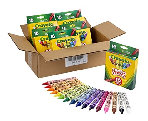 Crayola Jumbo Crayons Bulk, 6 Sets of 16 Large Crayons for Toddlers ...