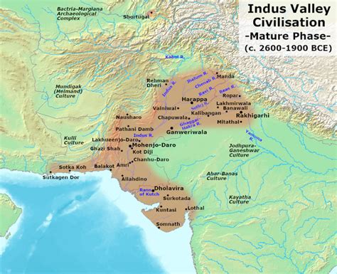 File:Indus Valley Civilization, Mature Phase (2600-1900 BCE).png ...