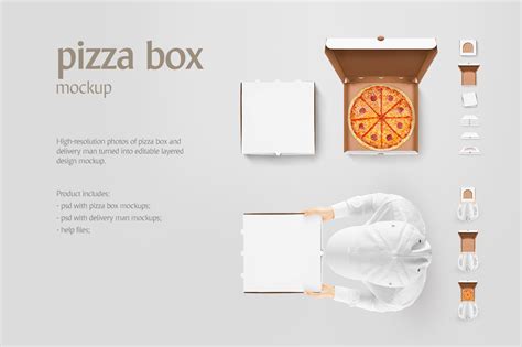 Pizza Box Mockup on Yellow Images Creative Store