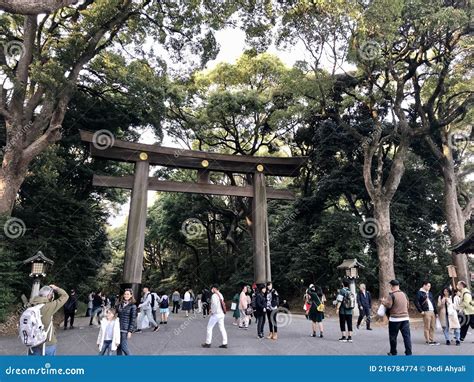 The Meiji Shrine Torii Gate Editorial Stock Image - Image of holiday ...