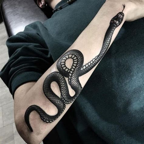 Black Snake Forearm tattoo Ideas for Men | Tattoos, Snake tattoo design ...