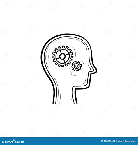 Brain with Gears Hand Drawn Sketch Icon. Stock Vector - Illustration of ...