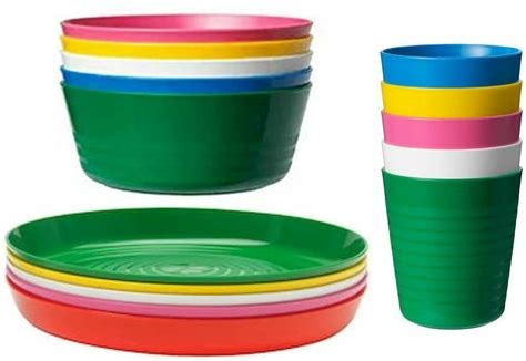 IKEA Kalas Kids Multicolour Plastic Bowls Cups Plates Cutlery Set or ...