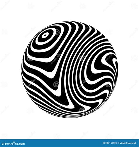 Optical Illusion on 3d Sphere. Sphere of Stripes. Illusion Effect ...