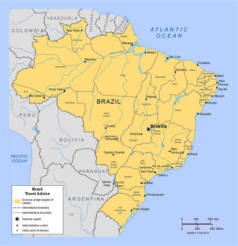 Political and administrative map of Brazil with major cities | Brazil ...