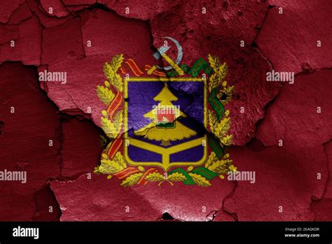 flag of Bryansk Oblast painted on cracked wall Stock Photo - Alamy