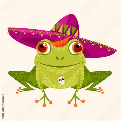 Frog in a sombrero. Mexican style. Stock Vector | Adobe Stock