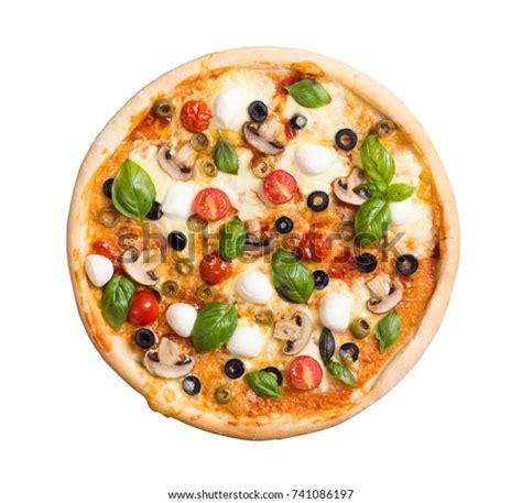 Italian Pizza Mozzarella Tomato Olives Mushrooms Stock Photo 741086197 ...