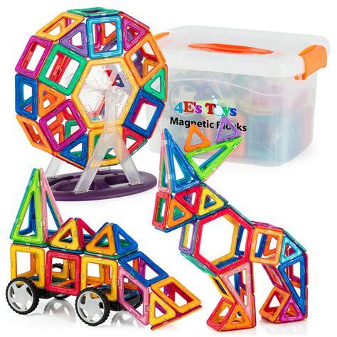 4E's Toys Magnetic Blocks Building Set for Kids, 3D Magnetic Tiles ...