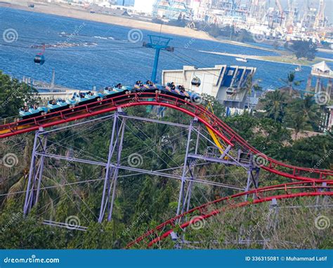 "Halilintar" Roller Coaster Track with Sea View at Dufan Amusement Park ...