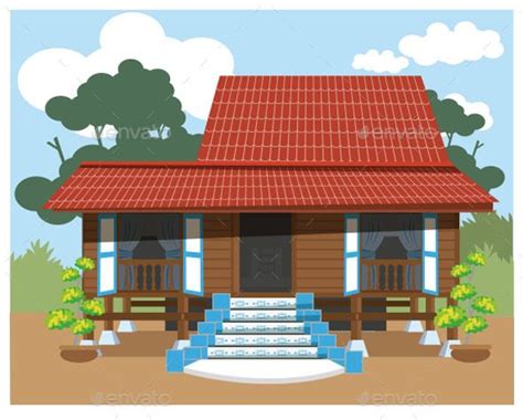 Malay Village House | Anime house, Cartoon house, House cartoon