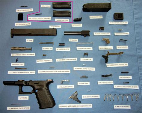 My Glock fully dis-assembled and labeled (for reference)