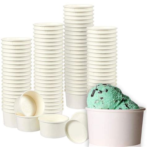 Ice Cream Sundae Cups - 100-Pack Disposable Paper Frozen Yogurt Dessert ...